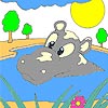 Hippopotamus In Pool Coloring