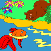 Kid's coloring: Funny fishing